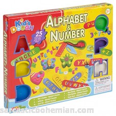 Kids Toys Play Dough Modelling 25 Piece Alphabet & Number Learning Set With Modelling Tools Alphabet & Maths Symbols Cutters Scissors & 6 Different Colours & Tubs With Moulds B01CUB7XX8
